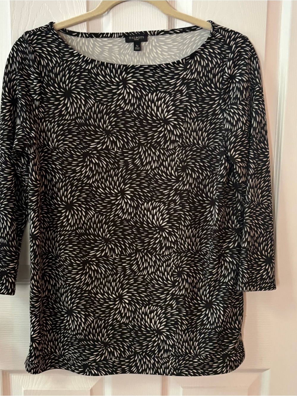 Talbots Black and White Patterned Petite Top